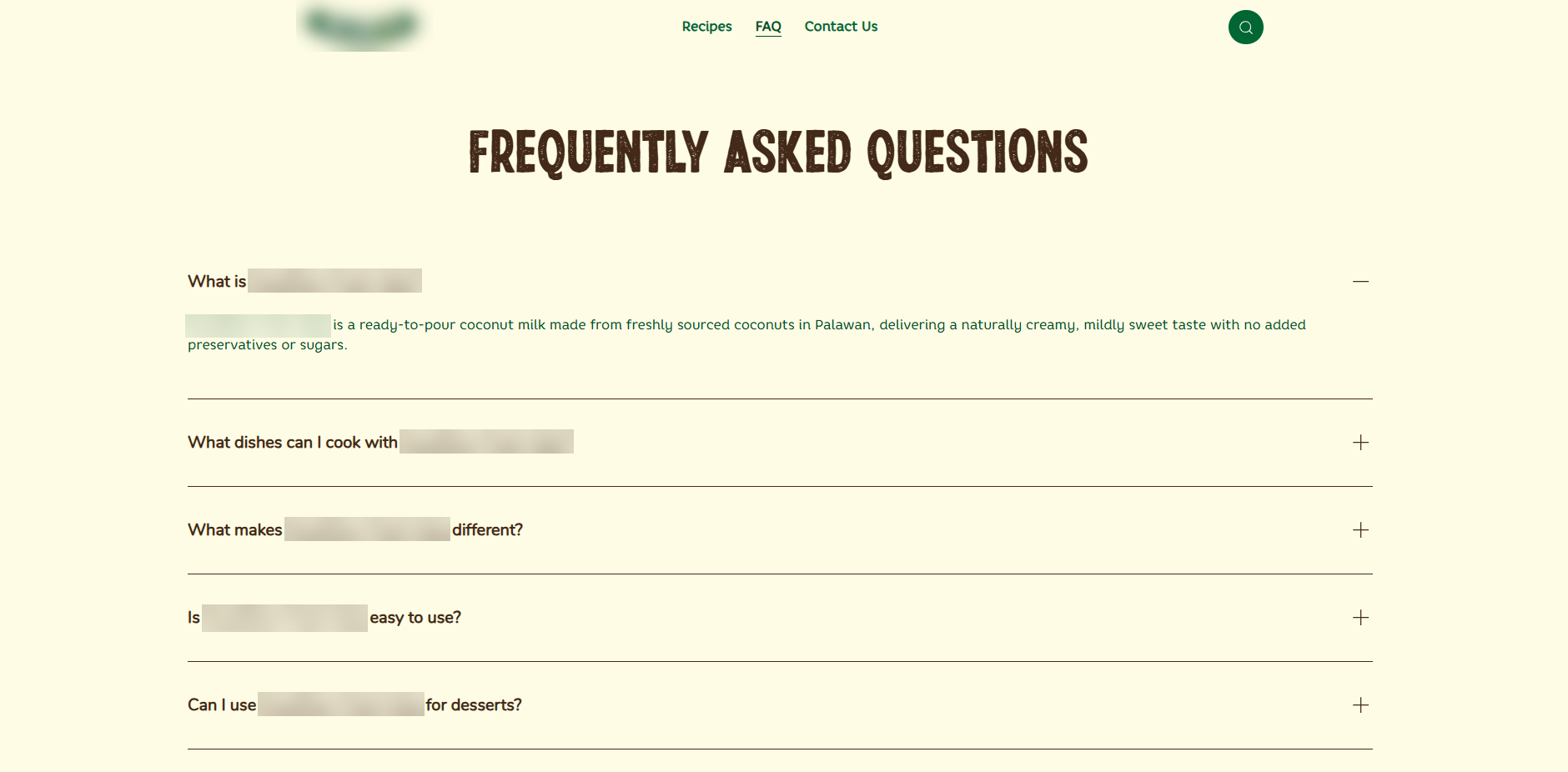 Frequently asked questions page